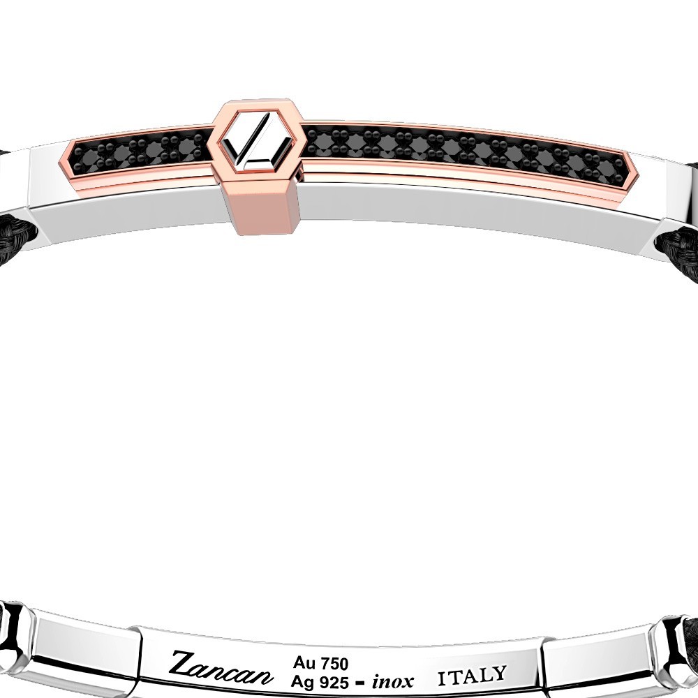 Zancan Bracciale Zancan In Argento Con Inserti In Oro 18k Pietre E Kevlar