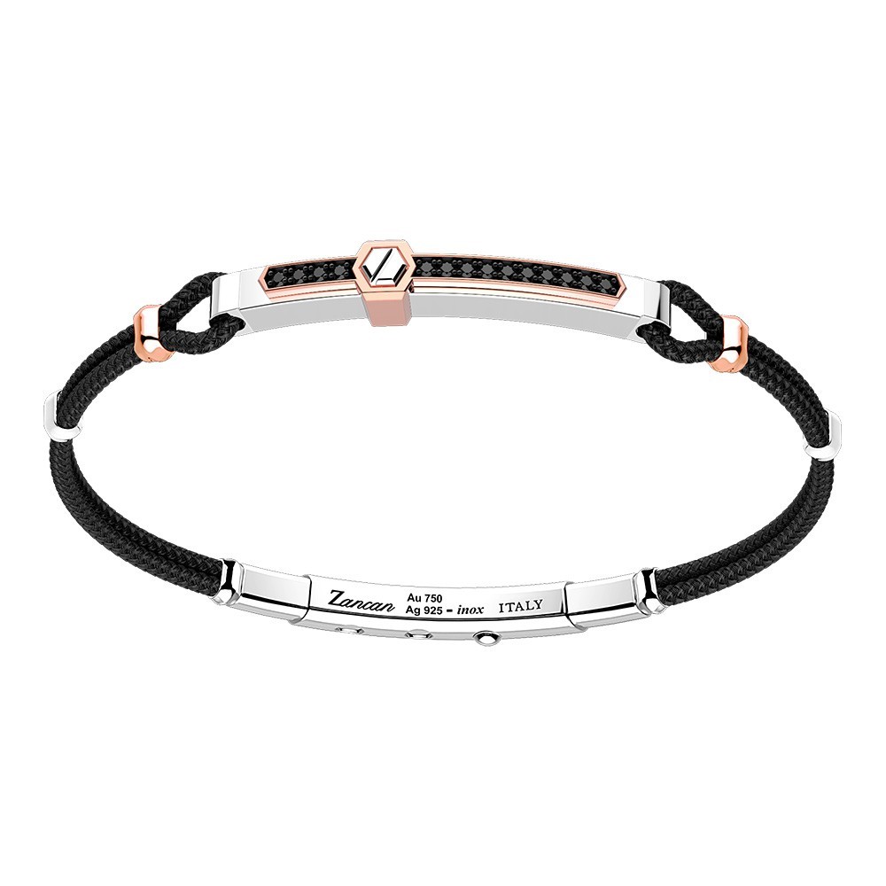 Zancan Bracciale Zancan in argento con inserti in oro 18k pietre e kevlar