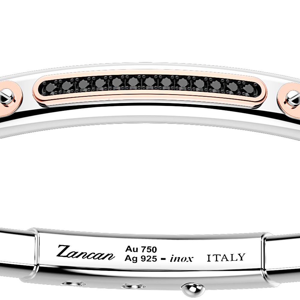 Zancan Bracciale Zancan In Argento Con Inserti In Oro 18k Pietre E Kevlar