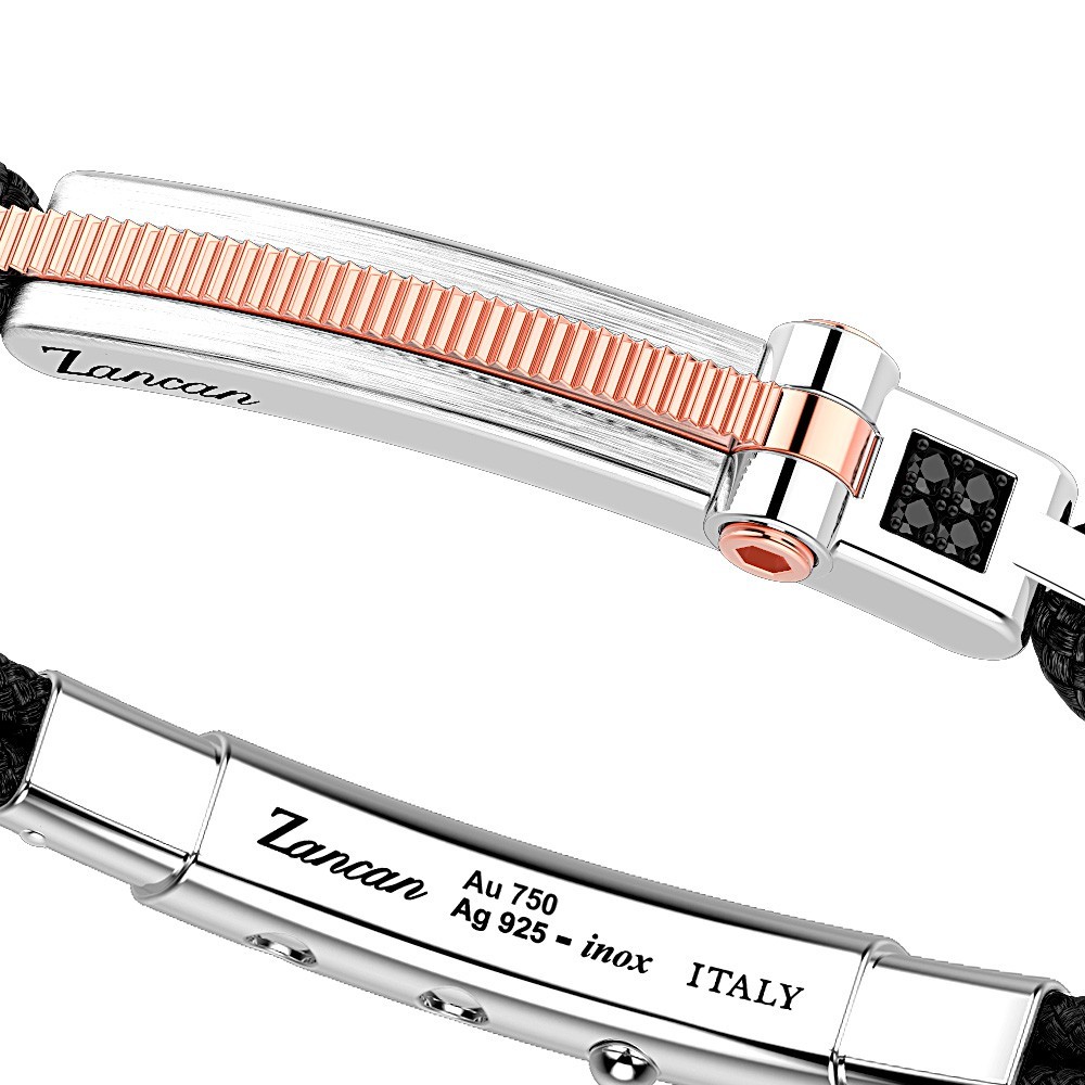 Zancan Bracciale Zancan In Argento Con Inserti In Oro 18k E Kevlar