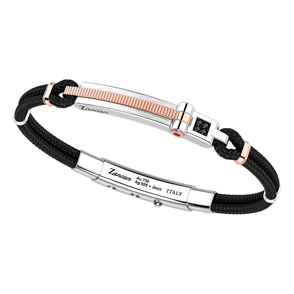 Zancan Bracciale Zancan in argento con inserti in oro 18k e kevlar