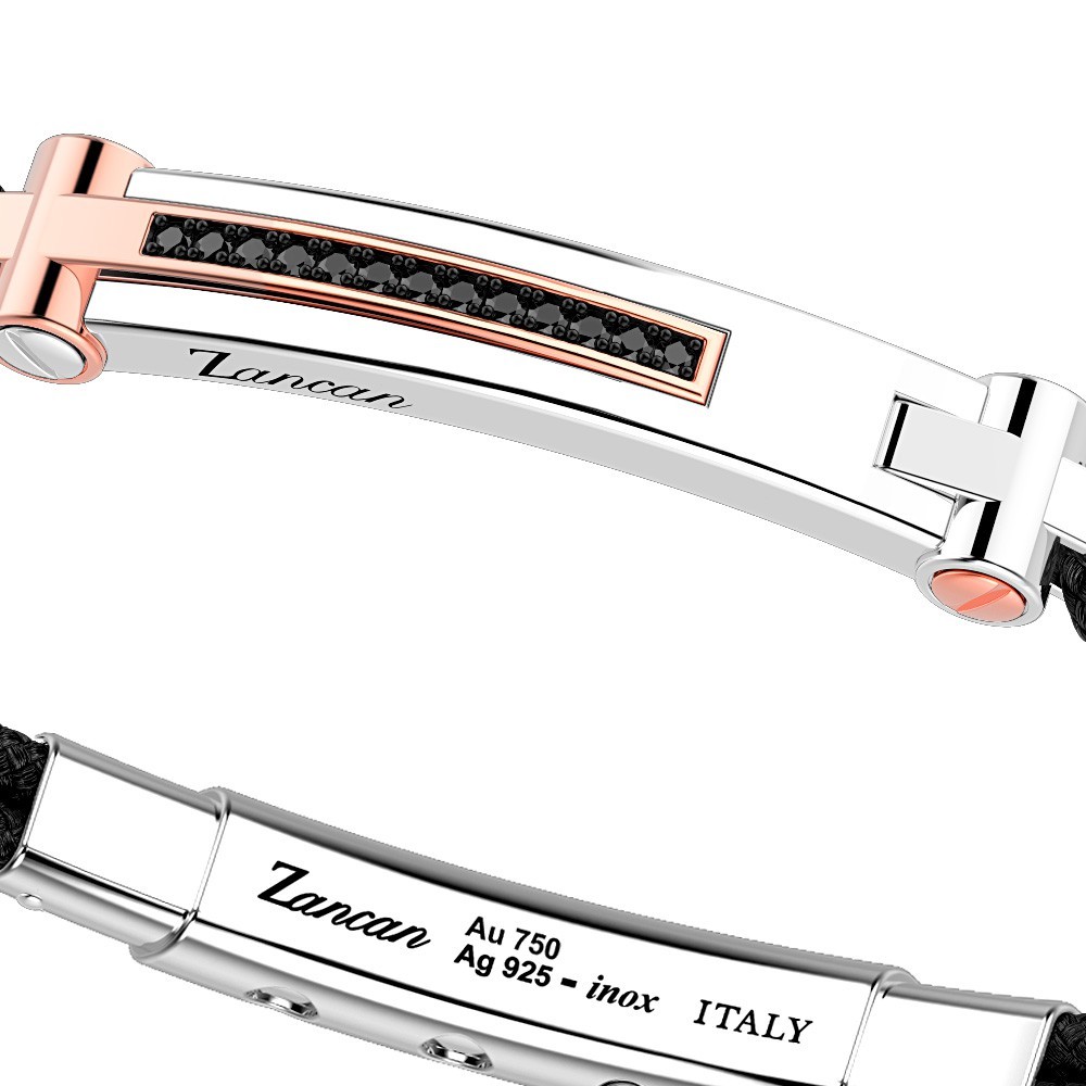 Zancan Bracciale Zancan In Argento Con Inserti In Oro 18k Pietre E Kevlar