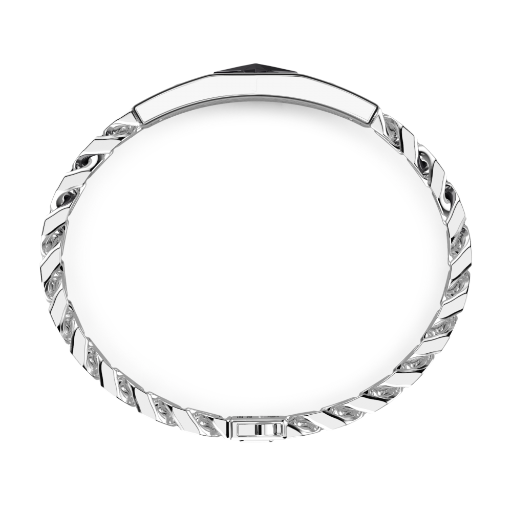 Zancan Bracciale Zancan In Argento Con Maglia Grumette E Targa Con Rosa Dei Venti In Ceramica