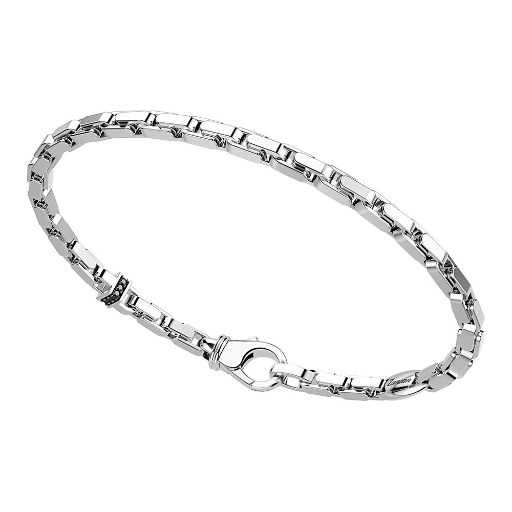 Zancan Bracciale Zancan in argento con maglia veneziana e pietre nere