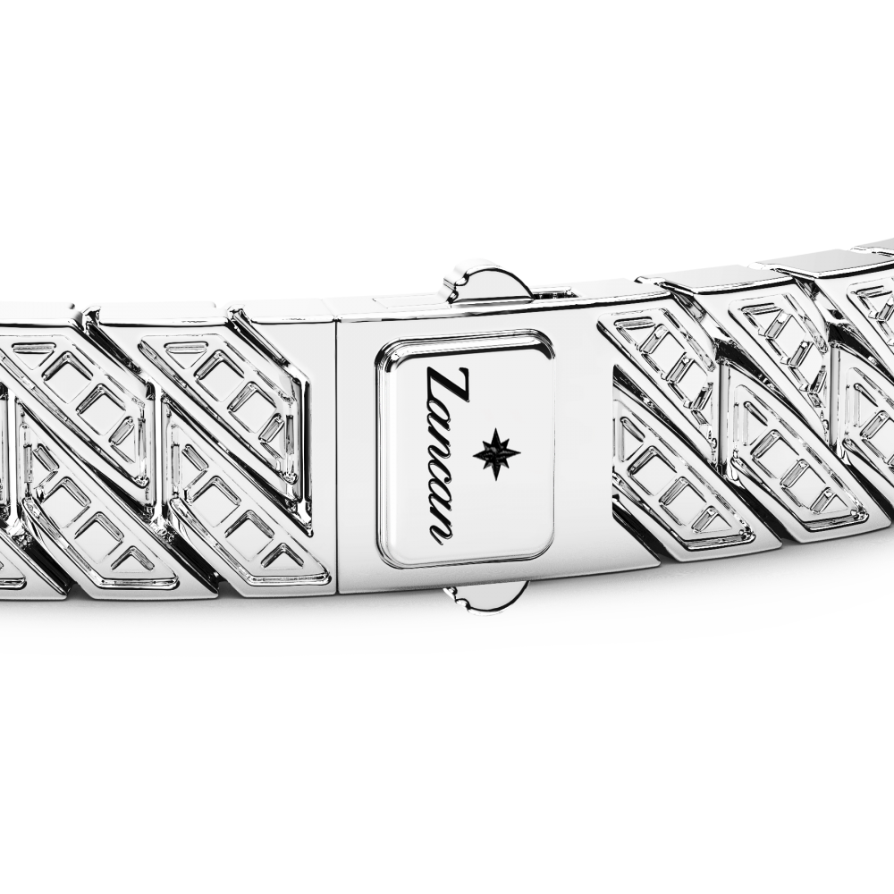 Zancan Bracciale Zancan In Argento Con Pietre E Targa Centrale