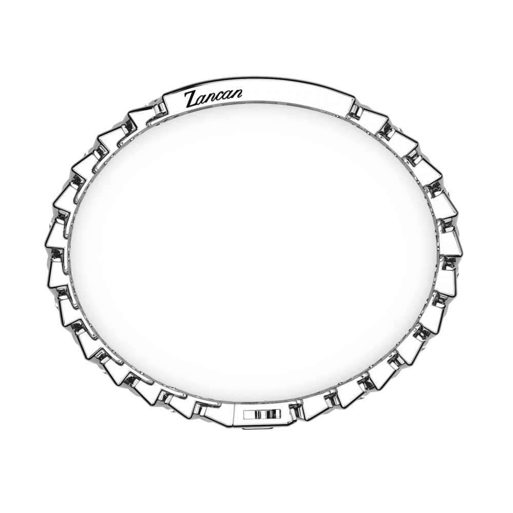 Zancan Bracciale Zancan In Argento Con Pietre E Targa Centrale