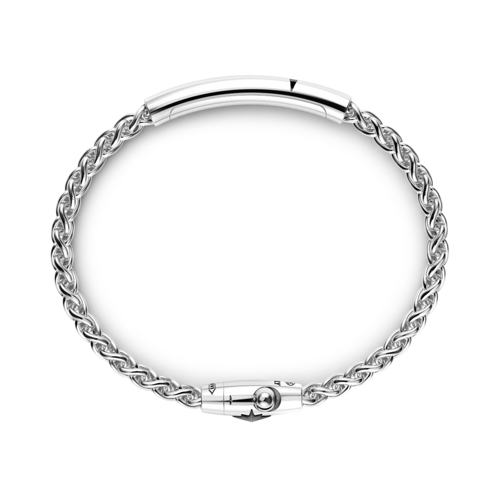 Zancan Bracciale Zancan In Argento Con Targa E Pietra Nera