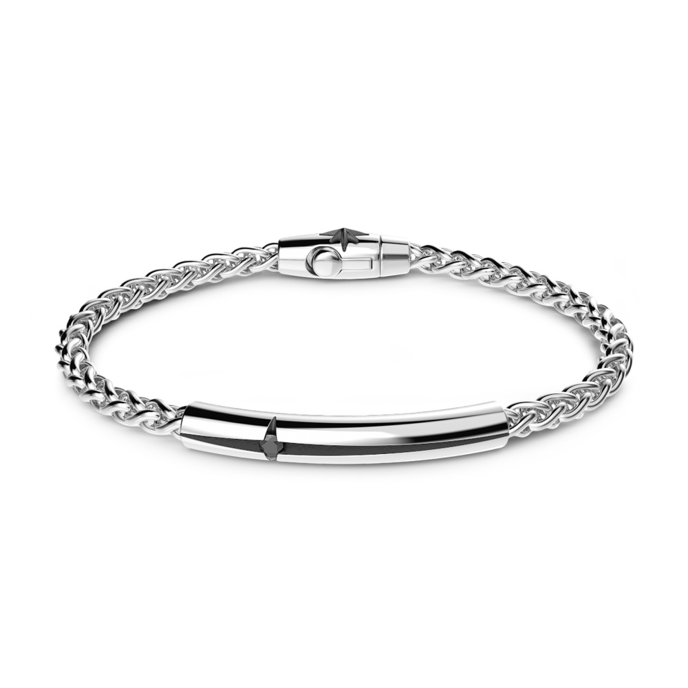 Zancan Bracciale Zancan in argento con targa e pietra nera
