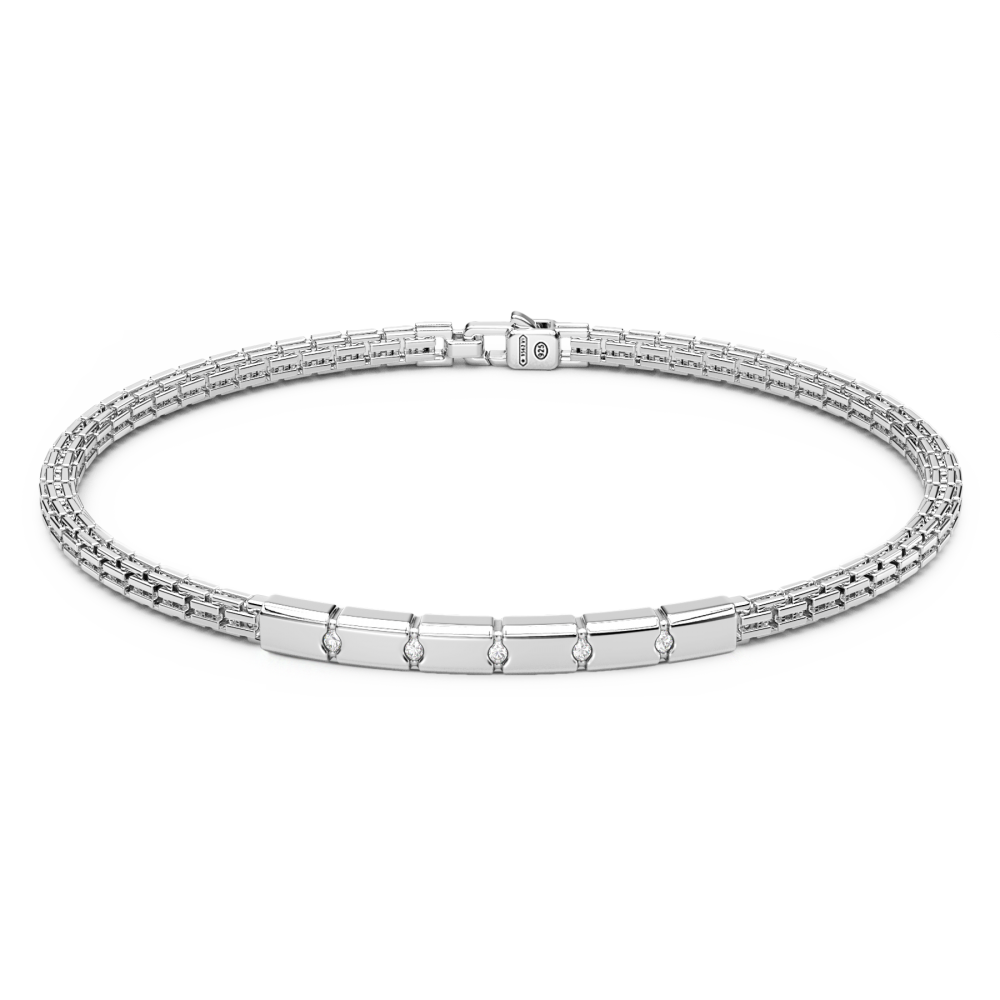 Zancan Bracciale Zancan in argento con targa e pietre bianche
