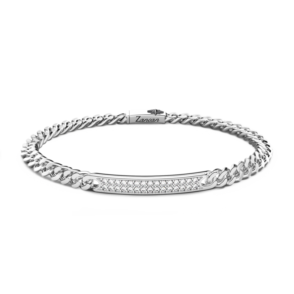 Zancan Bracciale Zancan in argento con targa e pietre naturali
