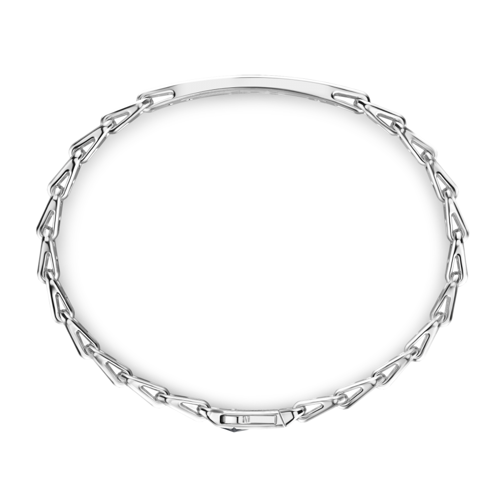 Zancan Bracciale Zancan In Argento Con Targa E Pietre Nere