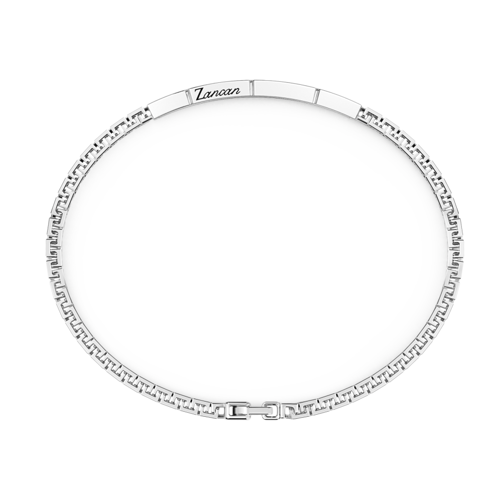 Zancan Bracciale Zancan In Argento Con Targa E Pietre Nere