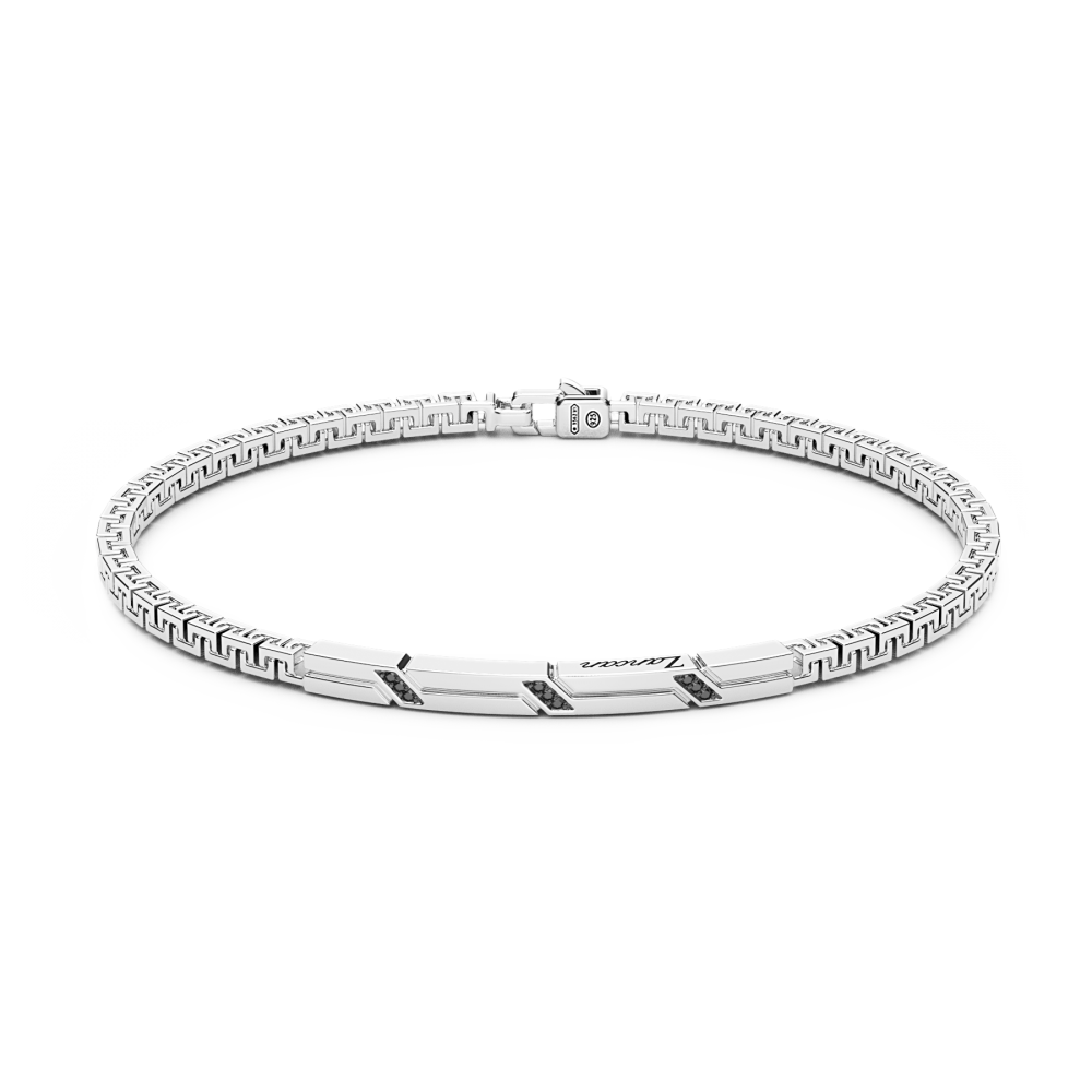 Zancan Bracciale Zancan in argento con targa e pietre nere