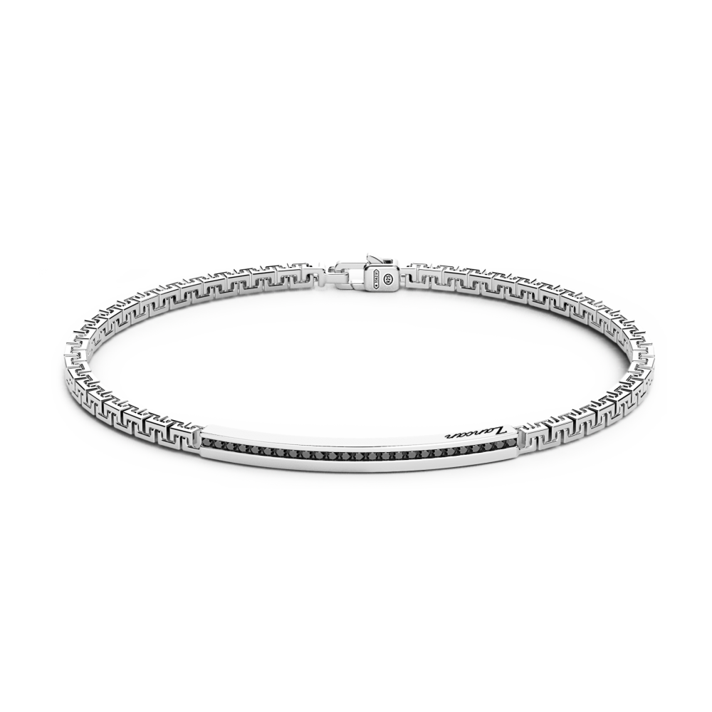 Zancan Bracciale Zancan in argento con targa e pietre nere