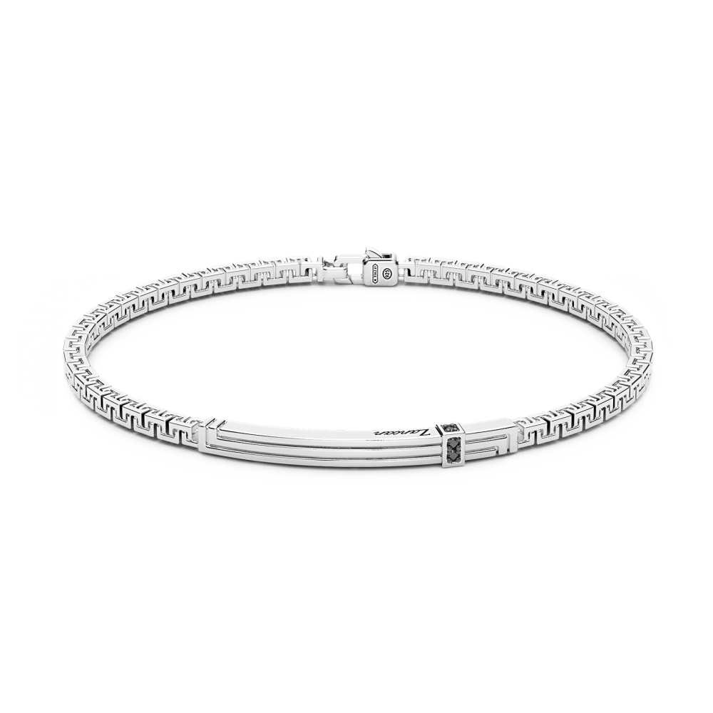 Zancan Bracciale Zancan in argento con targa e pietre nere