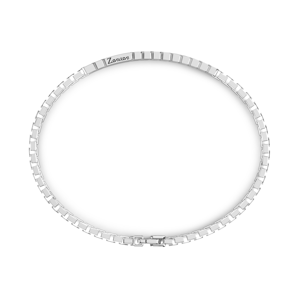 Zancan Bracciale Zancan In Argento Con Targa E Pietre Nere