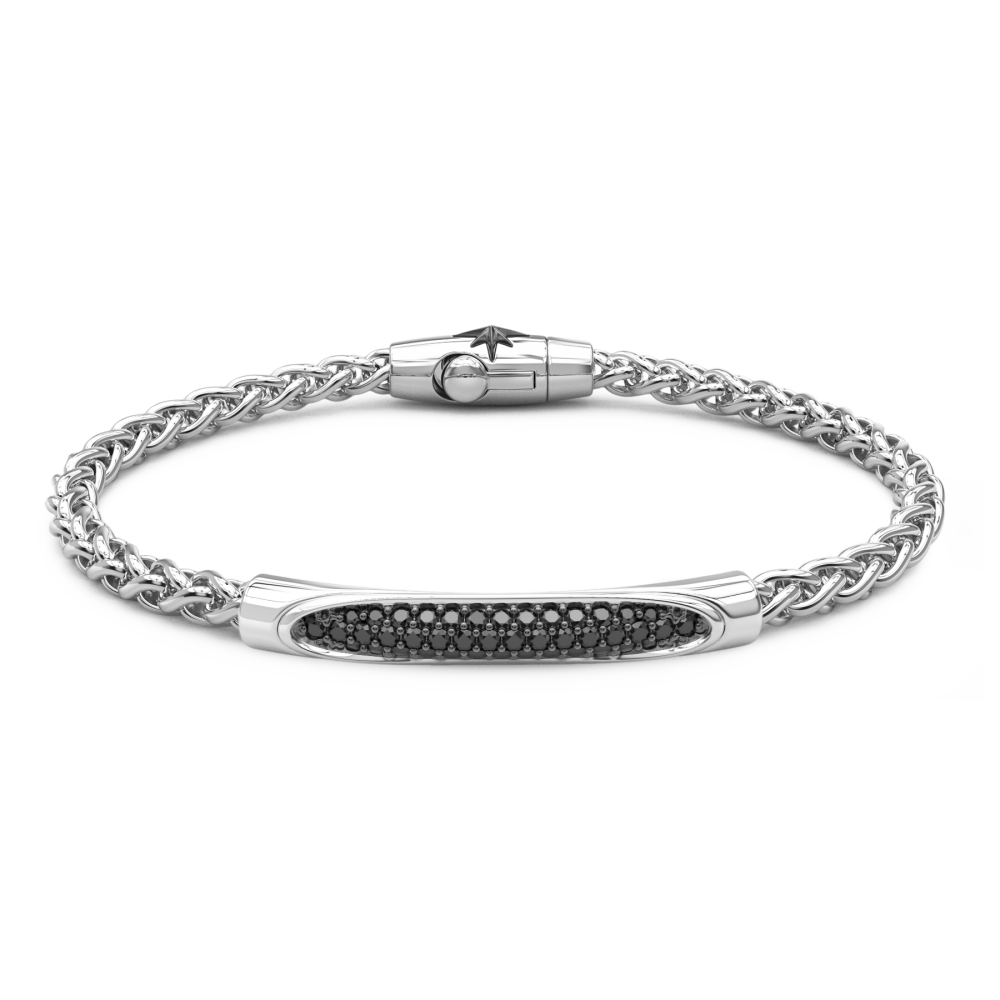 Zancan Bracciale Zancan in argento con targa e pietre nere
