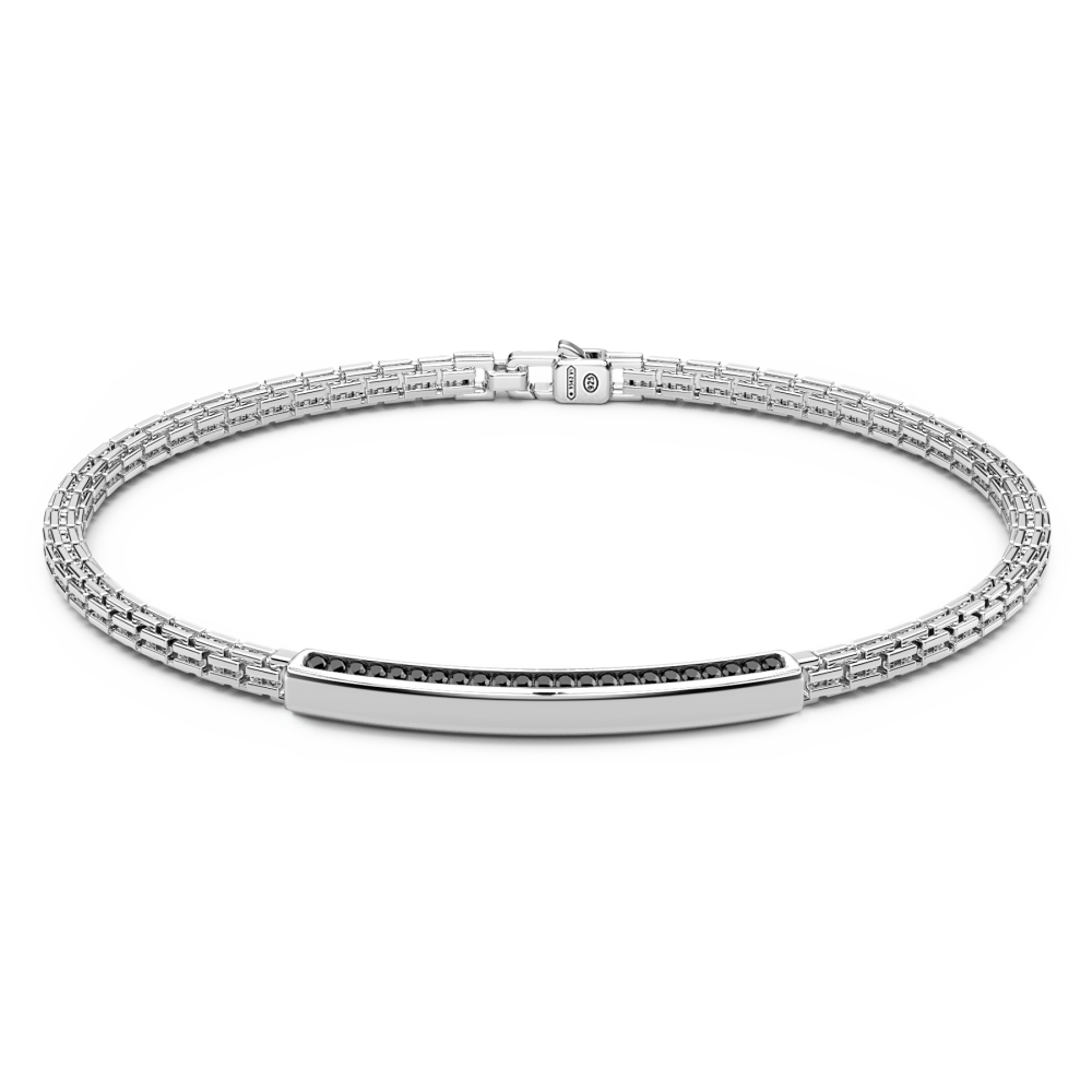 Zancan Bracciale Zancan in argento con targa e pietre nere