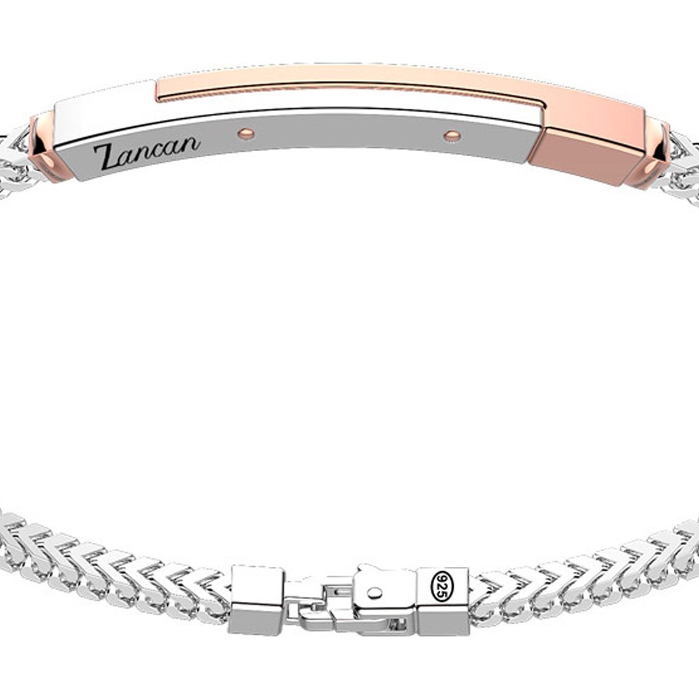 Zancan Bracciale Zancan In Argento Con Targa Ed Inserti In Oro Rosa