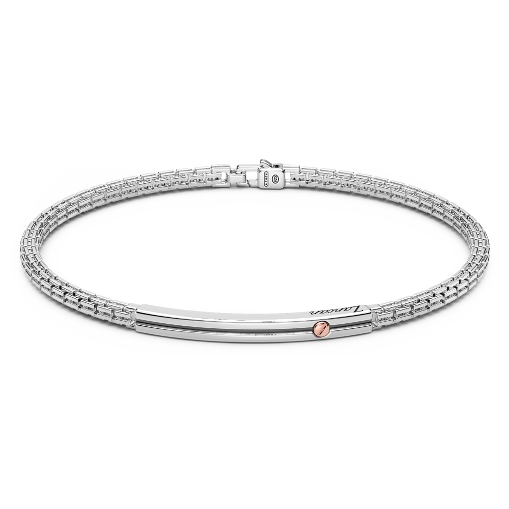Zancan Bracciale Zancan in argento con vite in oro rosa su targa