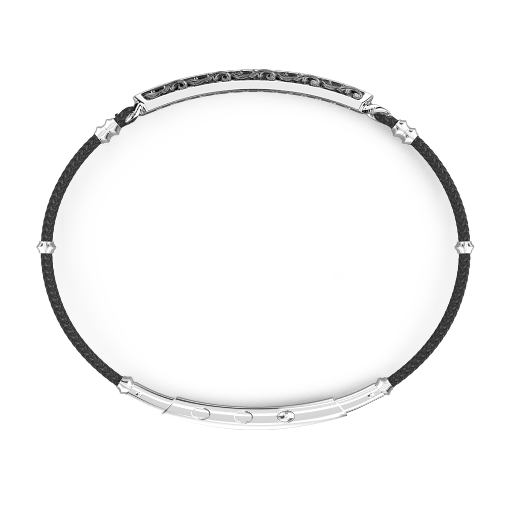 Zancan Bracciale Zancan In Argento Corda Kevlar E Pietre Nere