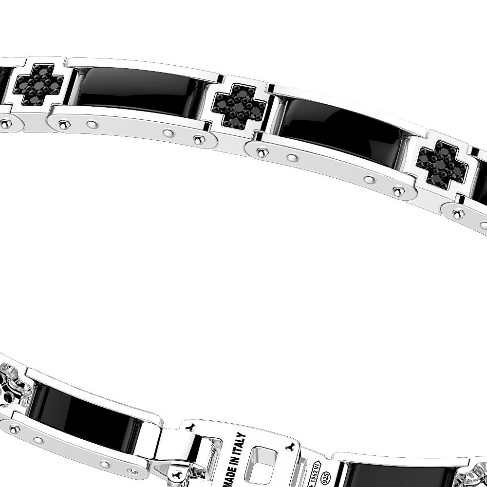 Zancan Bracciale Zancan In Argento E Ceramica Con Pietre