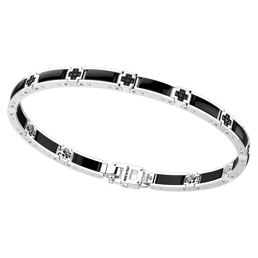 Zancan Bracciale Zancan in argento e ceramica con pietre