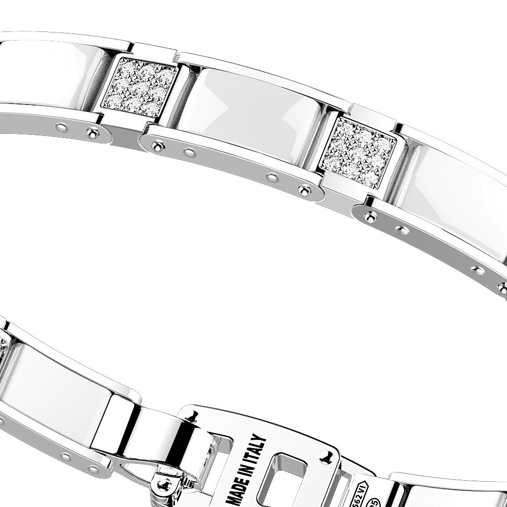 Zancan Bracciale Zancan In Argento E Ceramica Con Pietre