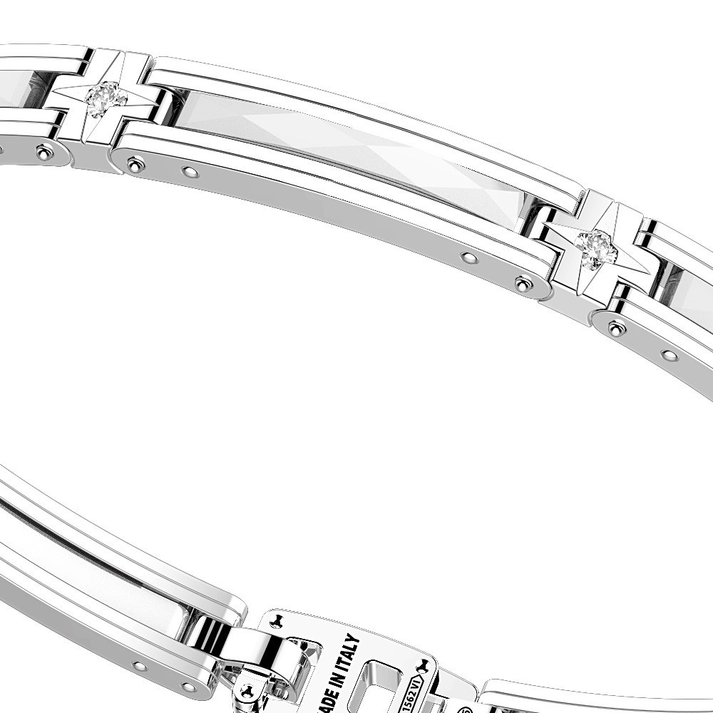 Zancan Bracciale Zancan In Argento E Ceramica Con Pietre