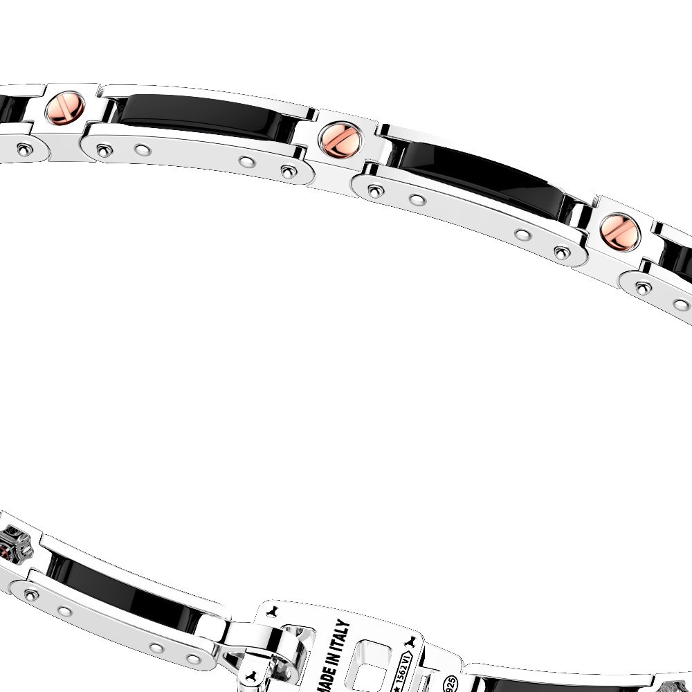 Zancan Bracciale Zancan In Argento E Ceramica Con Viti In Oro Rosa