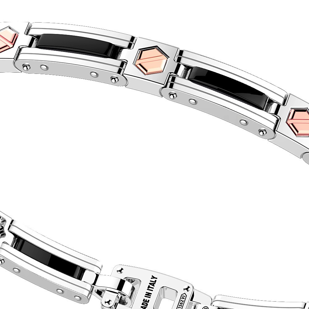 Zancan Bracciale Zancan In Argento E Ceramica Con Viti In Oro Rosa