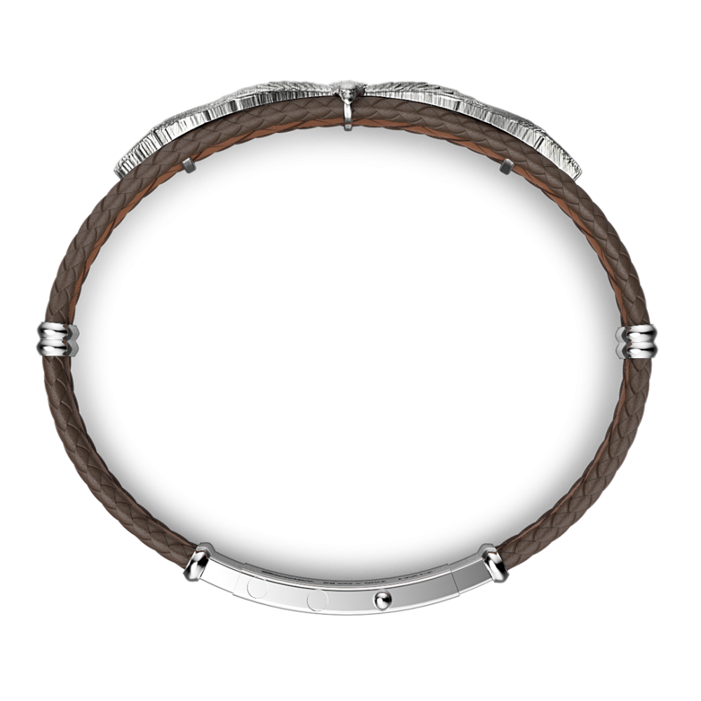 Zancan Bracciale Zancan In Argento E Pelle Con Aquila