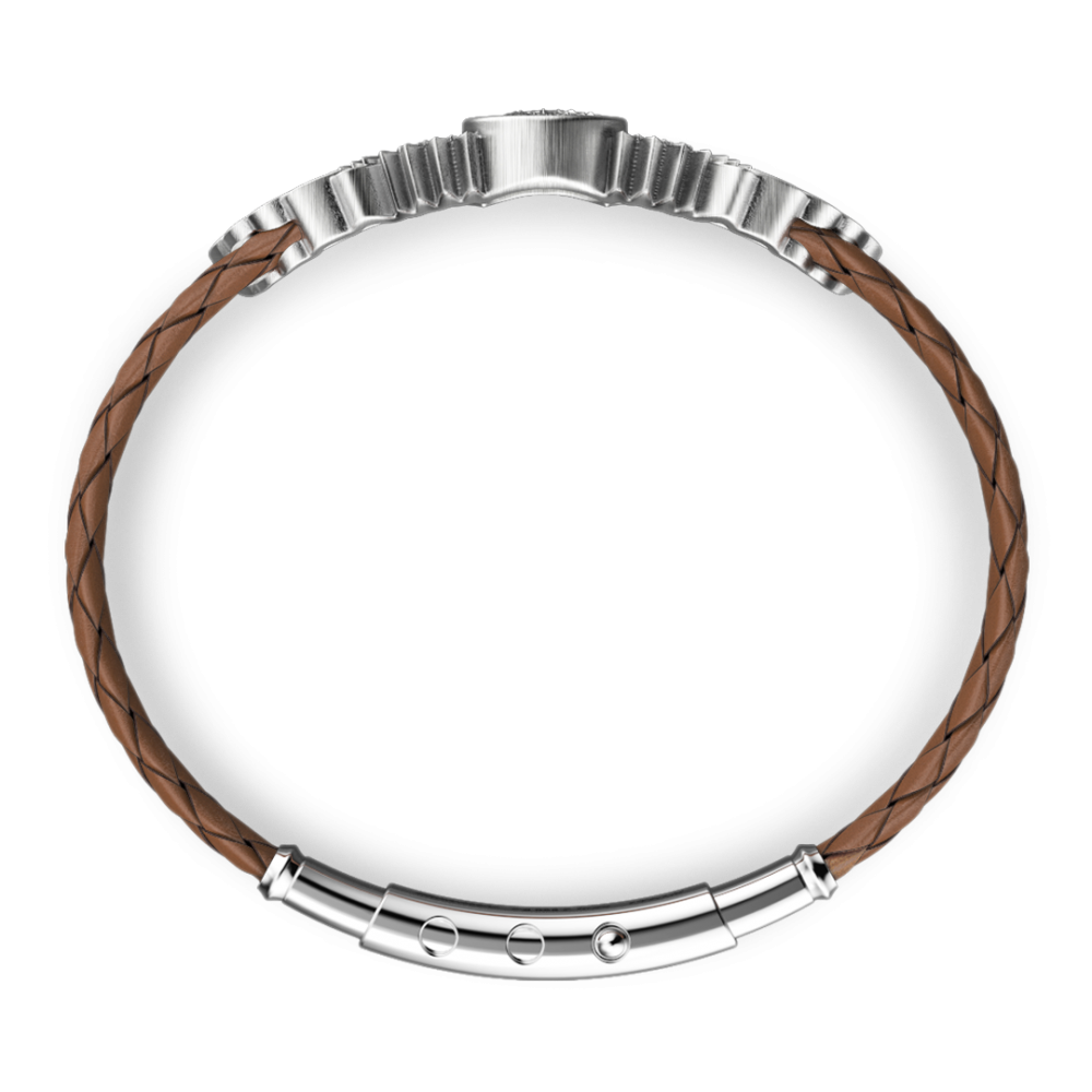 Zancan Bracciale Zancan In Argento E Pelle Con Aquila