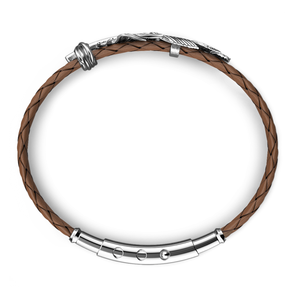 Zancan Bracciale Zancan In Argento E Pelle Con Piuma