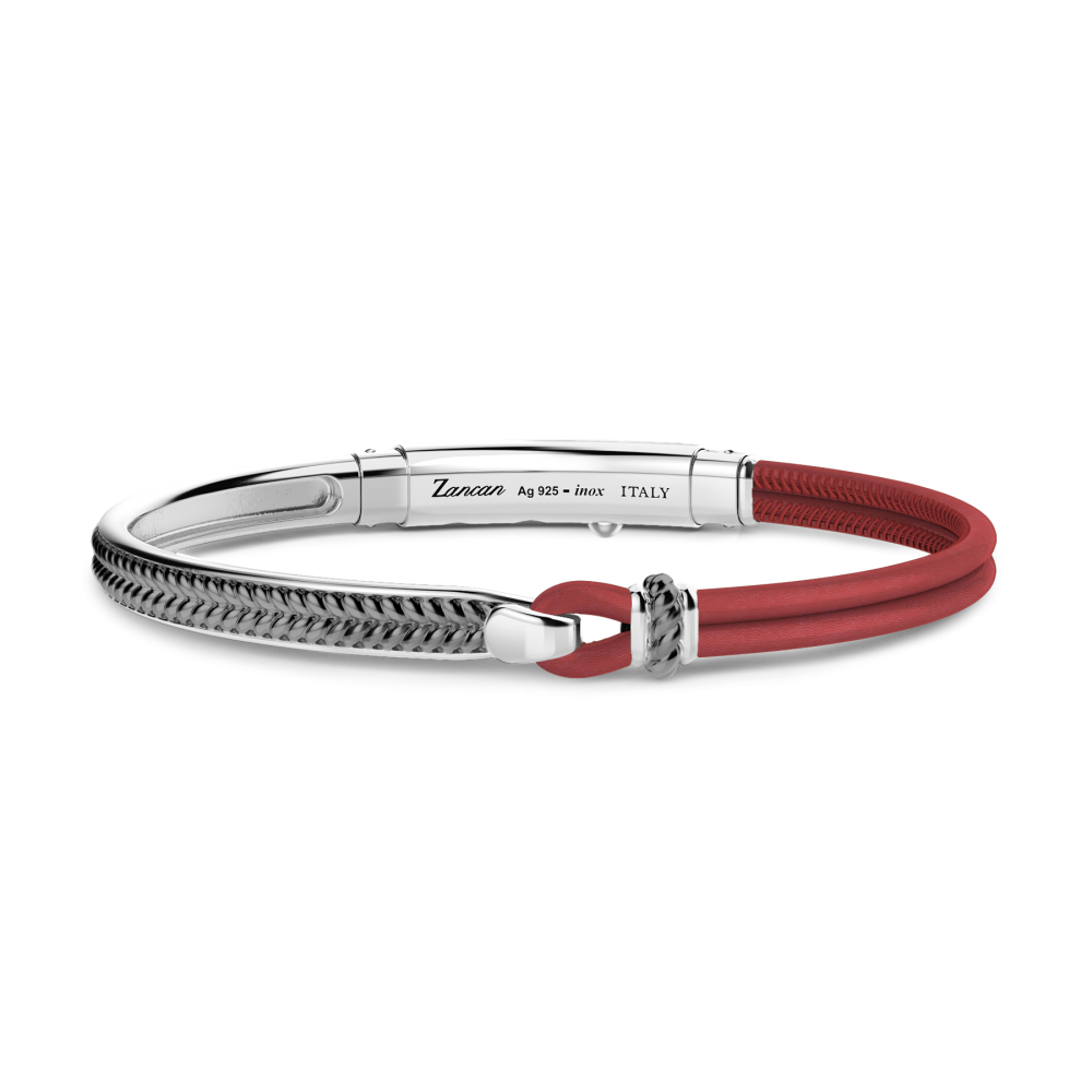 Zancan Bracciale Zancan in argento e pelle naturale