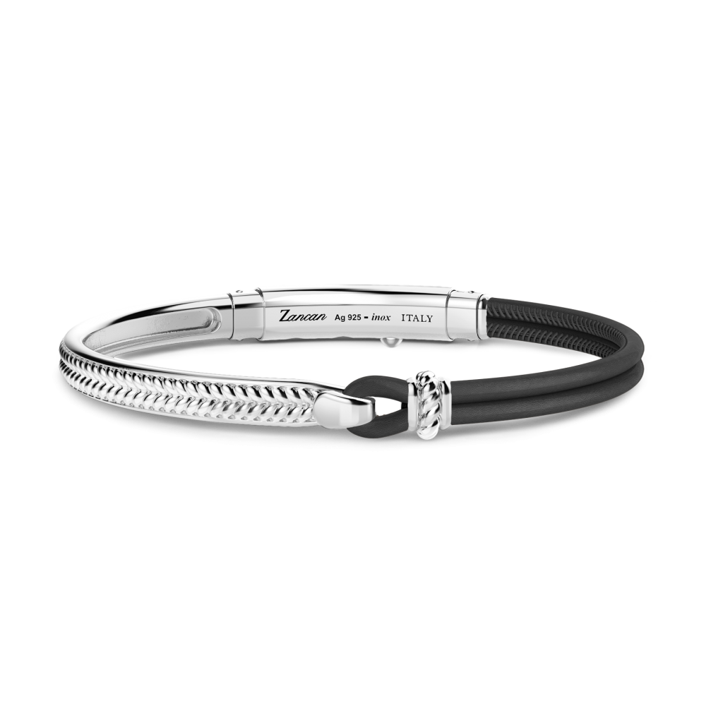 Zancan Bracciale Zancan in argento e pelle naturale