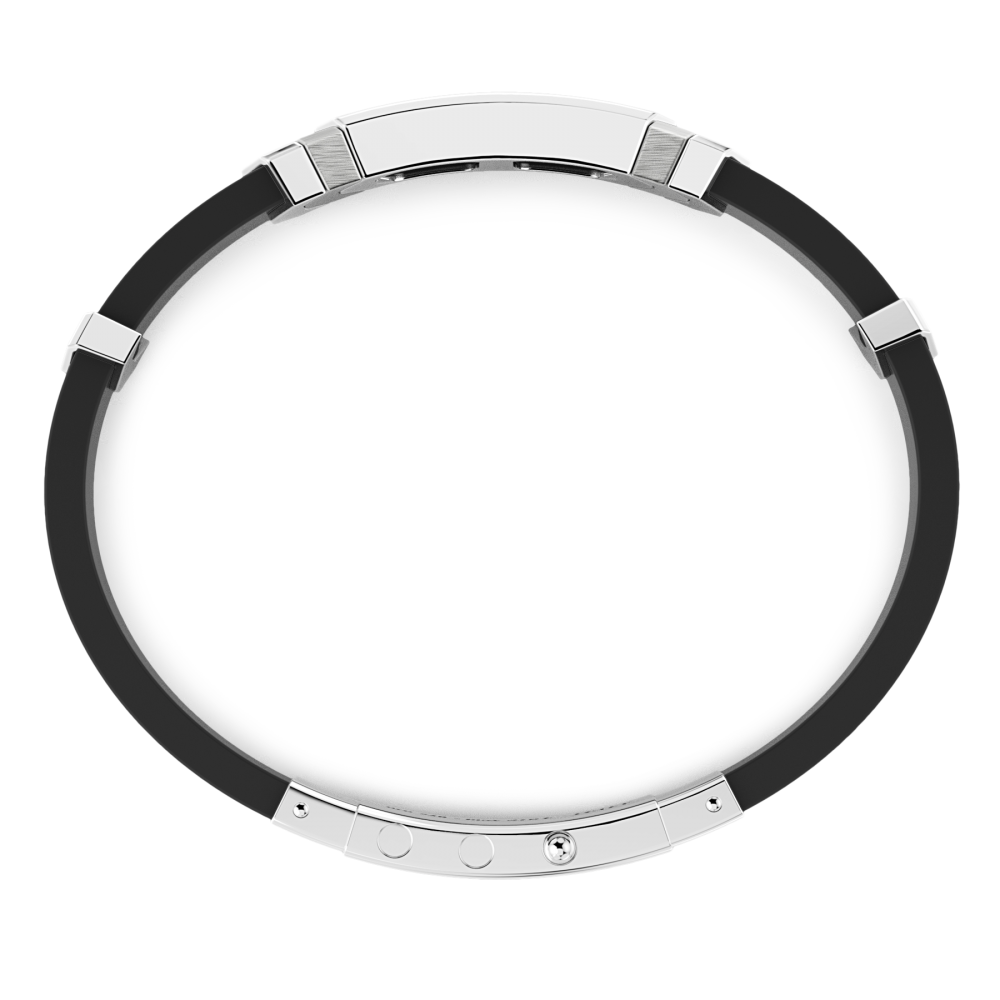 Zancan Bracciale Zancan In Argento E Silicone Nero Con Targa