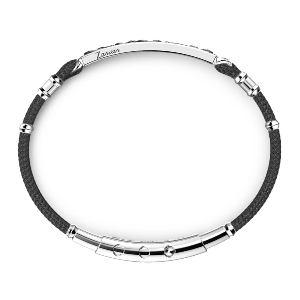 Zancan Bracciale Zancan In Argento Kevlar E Pietre Nere
