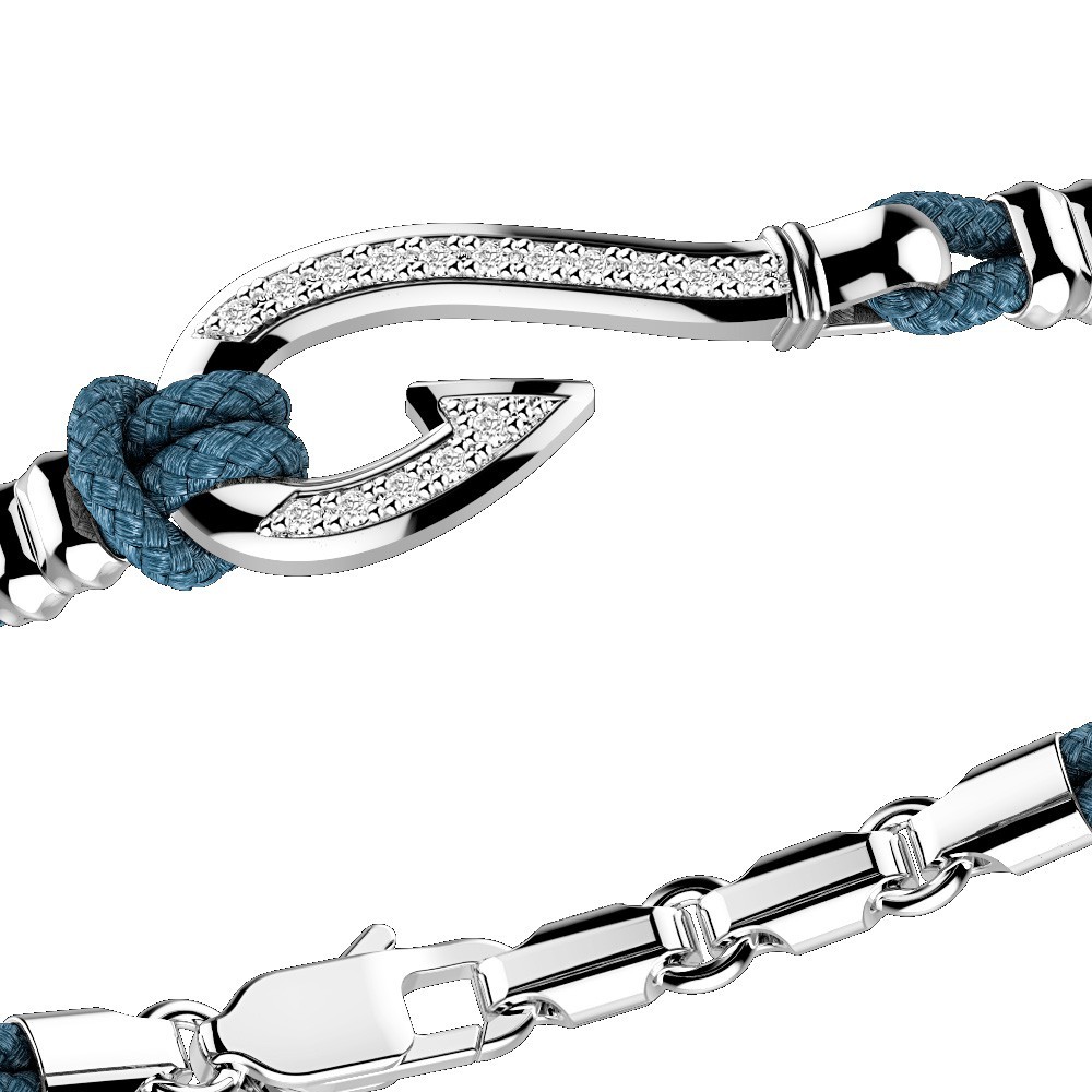 Zancan Bracciale Zancan In Kevlar Con Amo In Argento E Pietre Bianche