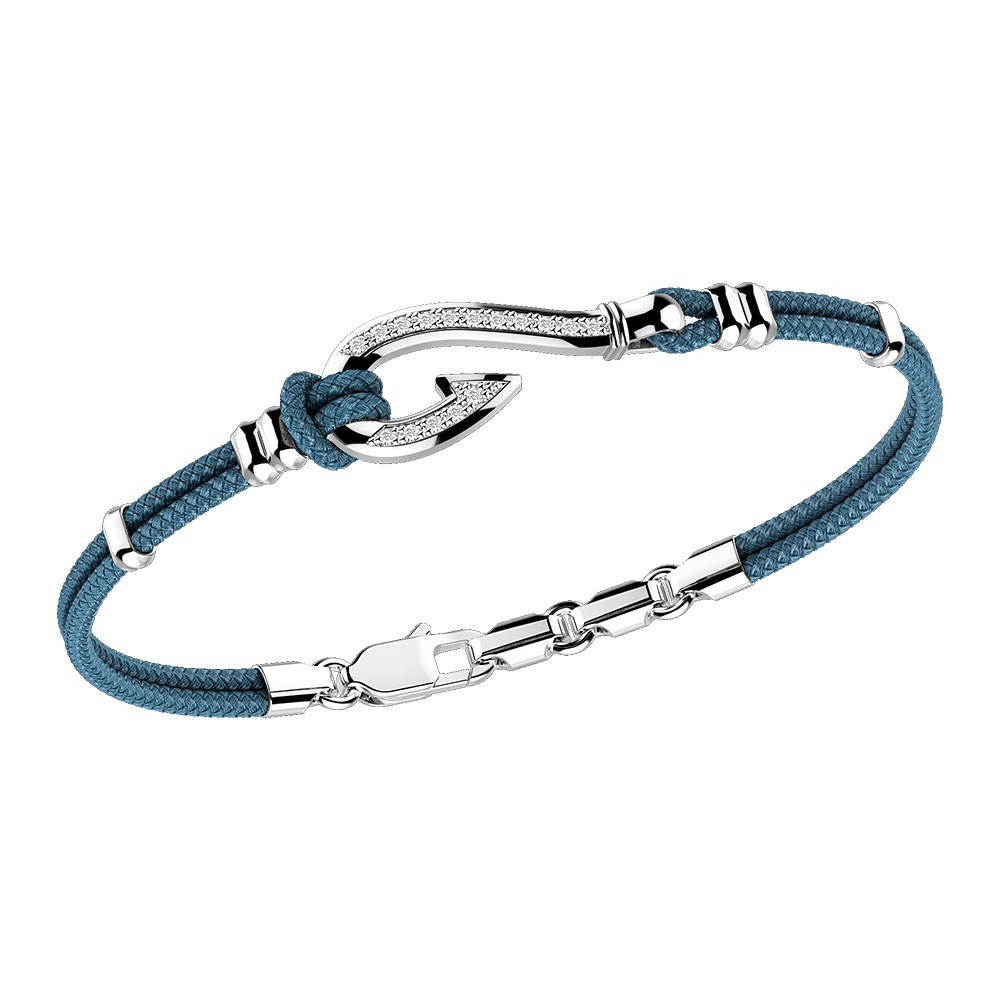 Zancan Bracciale Zancan in kevlar con amo in argento e pietre bianche