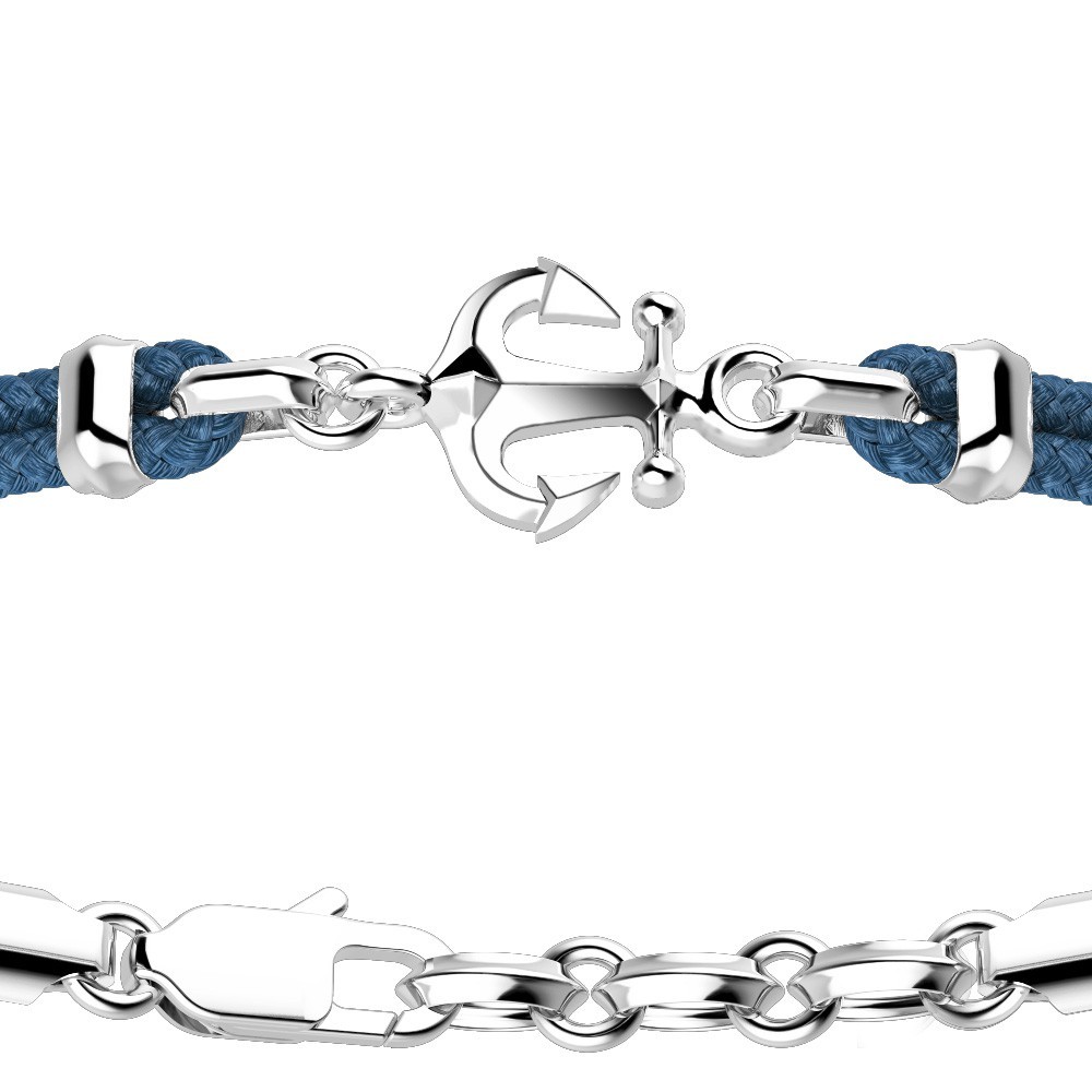 Zancan Bracciale Zancan In Kevlar Con Ancora In Argento