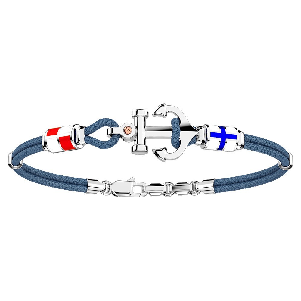 Zancan Bracciale Zancan in kevlar con ancora in argento e bandiere nautiche