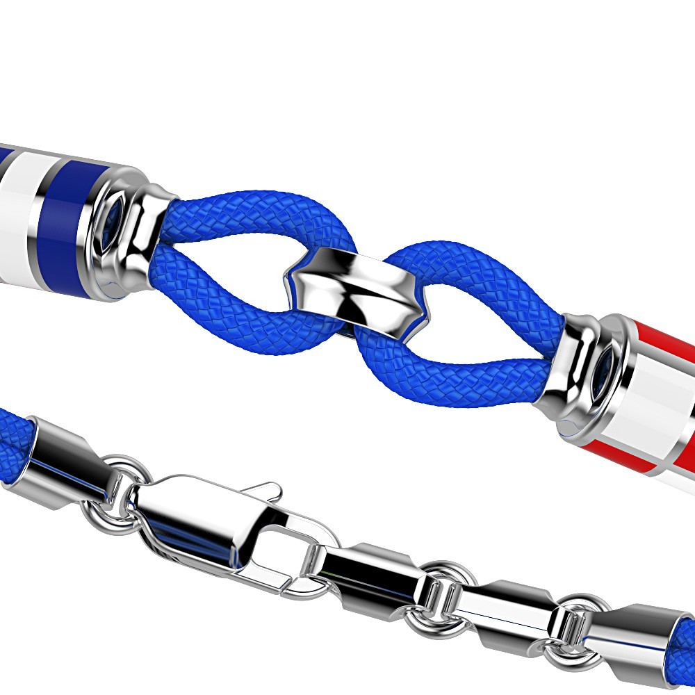 Zancan Bracciale Zancan In Kevlar Con Asola E Bandiere Nautiche In Argento