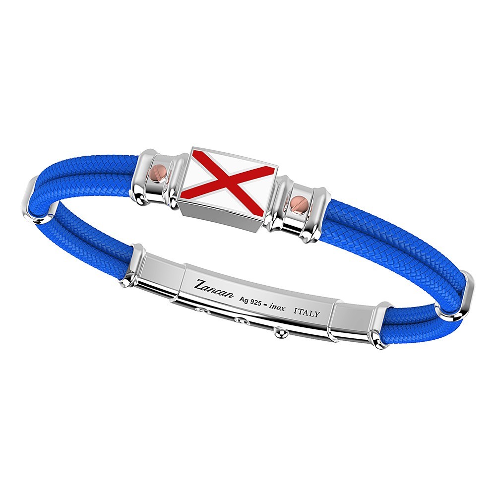 Zancan Bracciale Zancan in kevlar con bandiera nautica in argento smaltata e viti in oro rosa