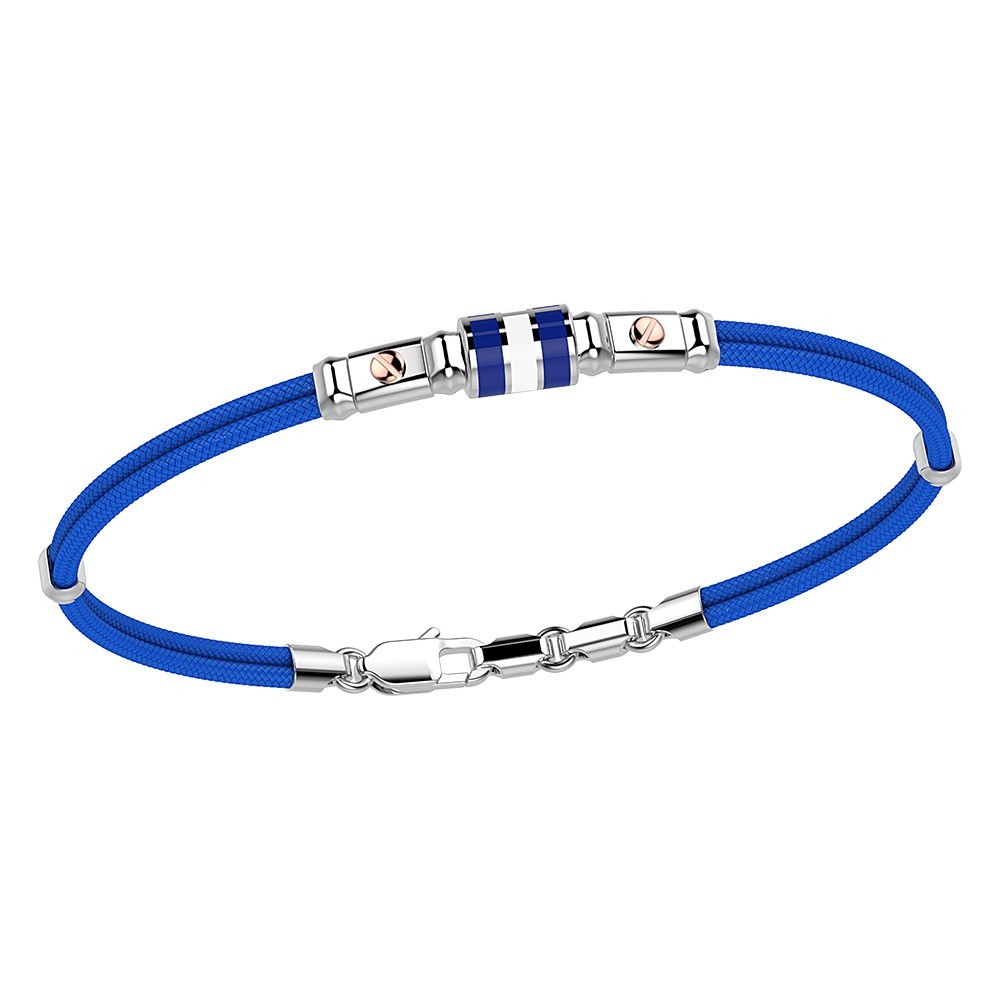 Zancan Bracciale Zancan in kevlar con bandiera nautica in argento smaltata e viti in oro rosa