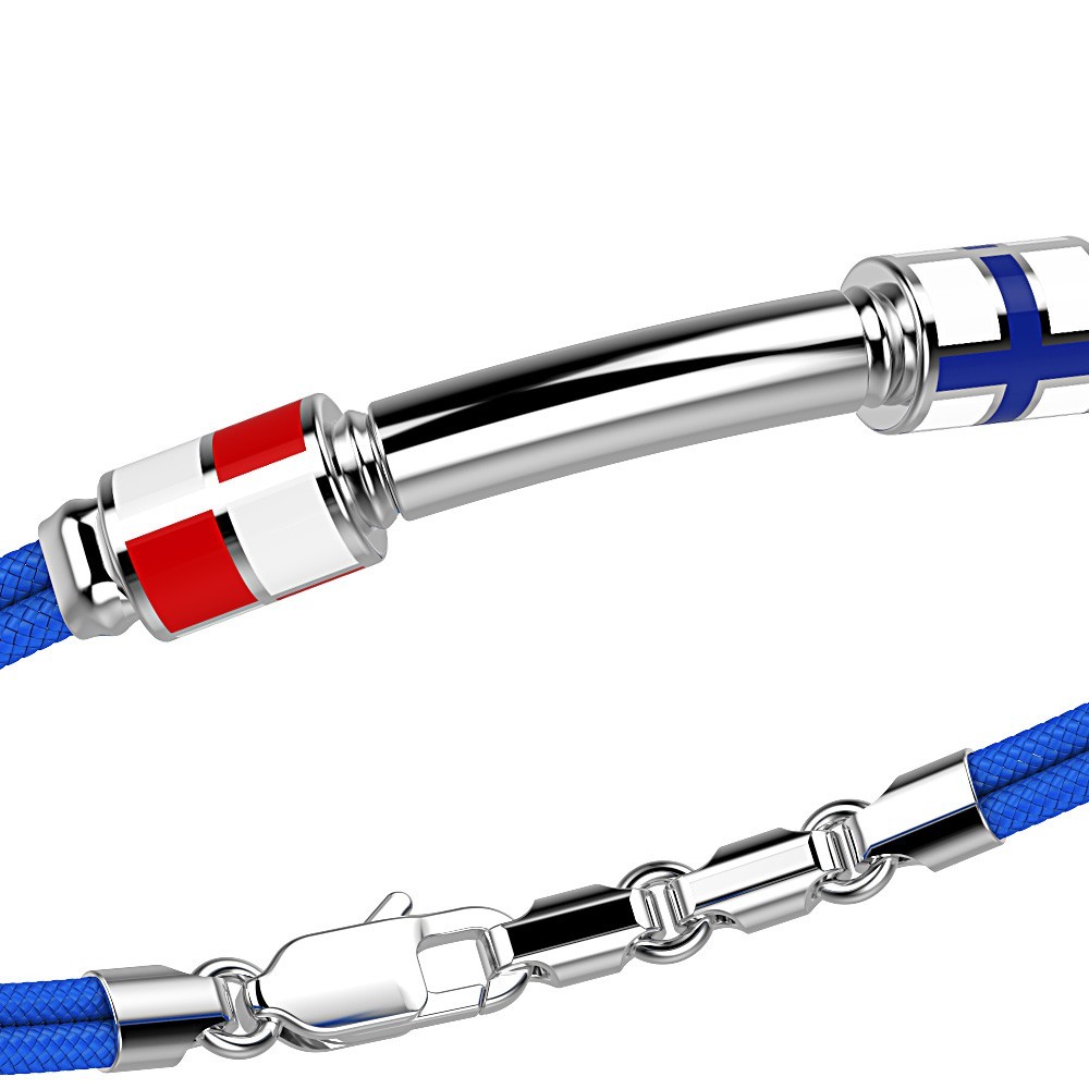 Zancan Bracciale Zancan In Kevlar Con Bandiere Nautiche E Targa In Argento