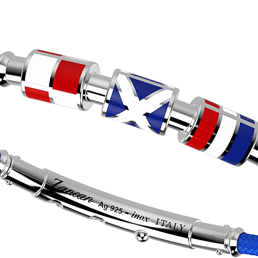 Zancan Bracciale Zancan In Kevlar Con Bandiere Nautiche In Argento Smaltata