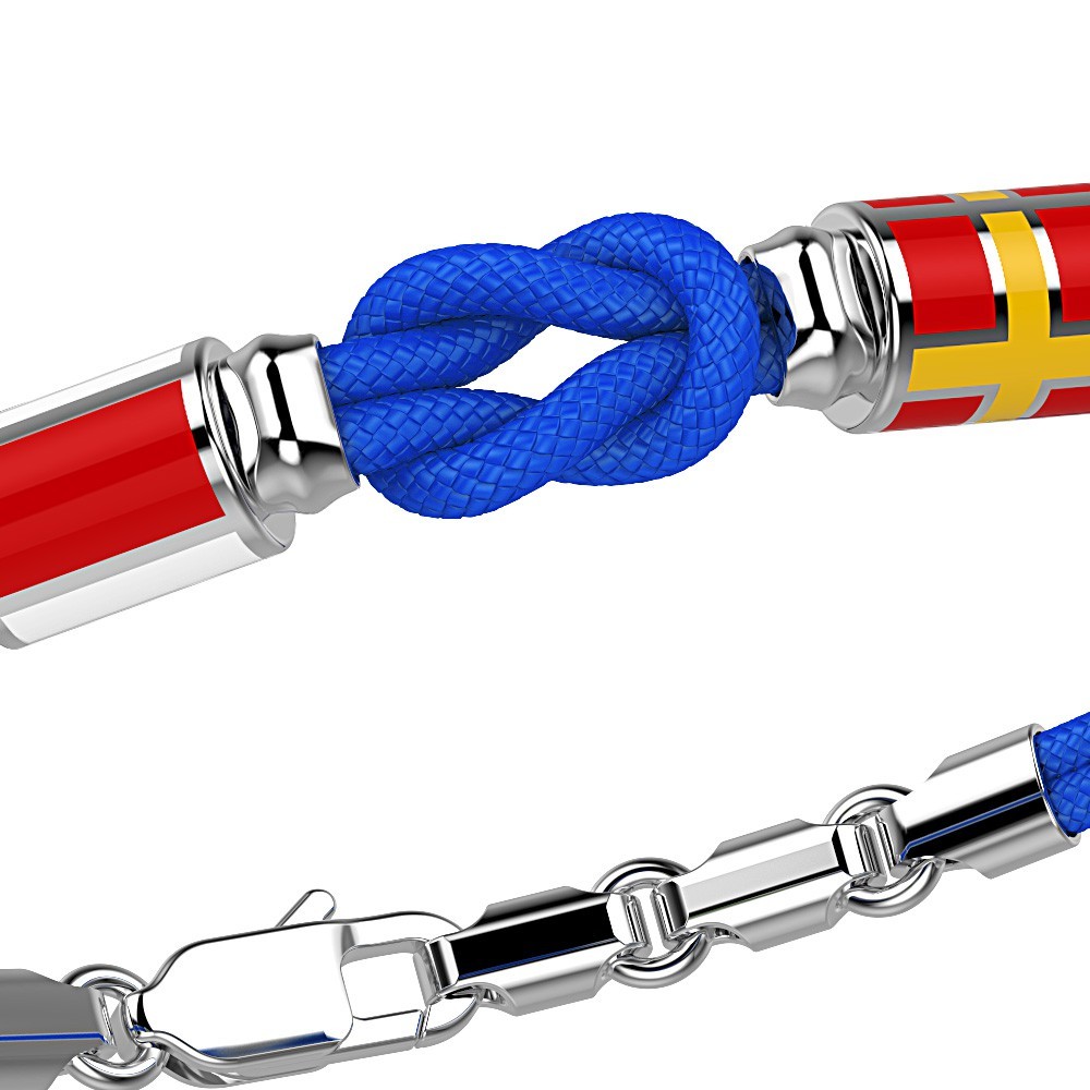 Zancan Bracciale Zancan In Kevlar Con Nodo E Bandiere Nautiche In Argento