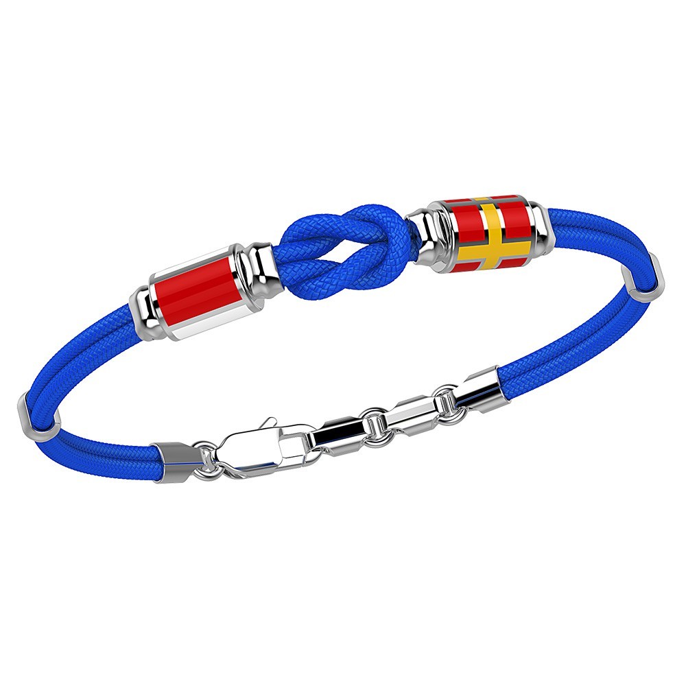 Zancan Bracciale Zancan in kevlar con nodo e bandiere nautiche in argento