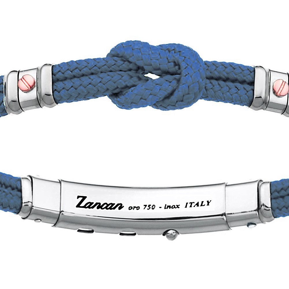 Zancan Bracciale Zancan In Kevlar Con Nodo Nautico E Viti In Oro Rosa